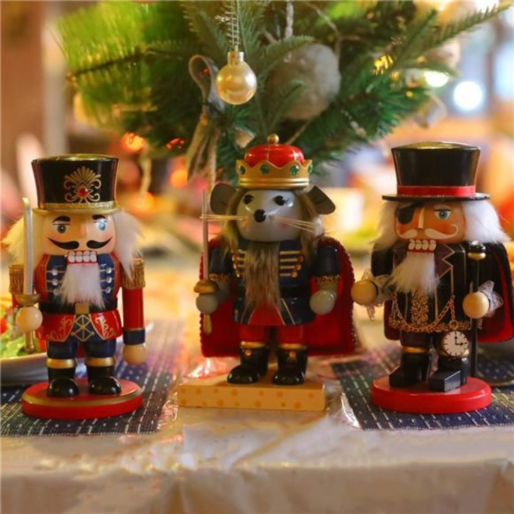 3 Set Christmas Nutcrackers Figures |  7 Inch Handmade Wooden Collectible Decor